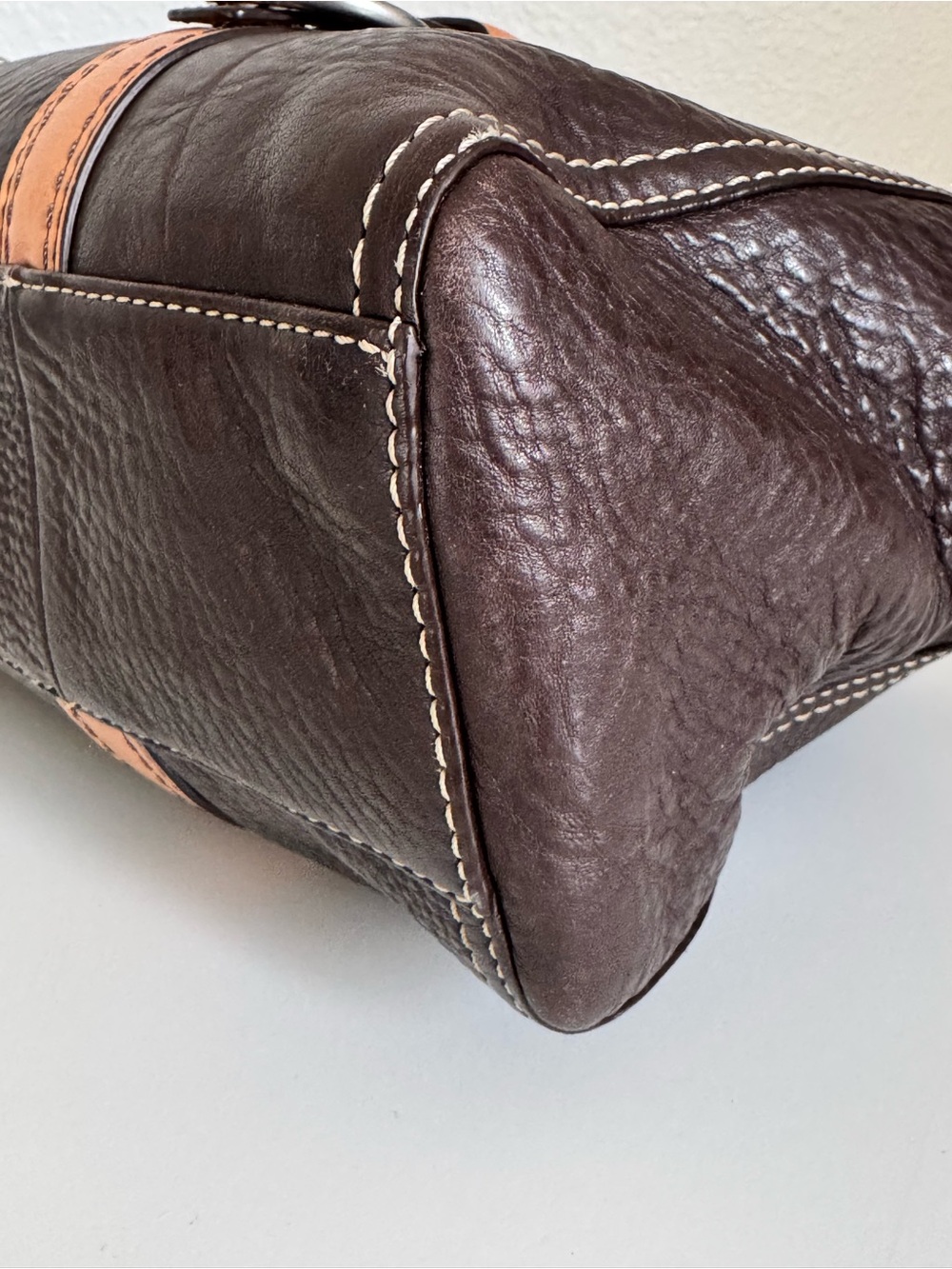 Coach Chelsea Brown Pebbled Leather Satchel Bag (Y2K Style F12334) - Picture 7 of 12